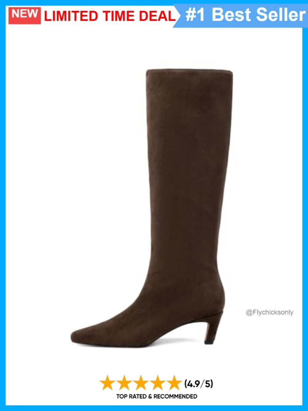 Kitten Heel Knee High Boots Square Toe Faux Suede Tall Boots